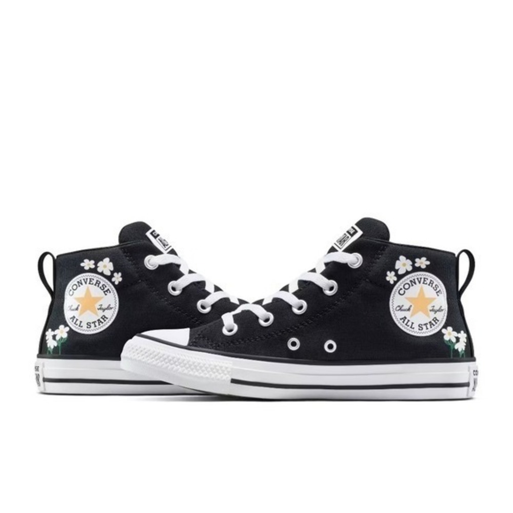 Converse Chuck Taylor All Star Street Sneaker Women's 8.5 Mid-Top Black Flowers - Picture 6 of 8